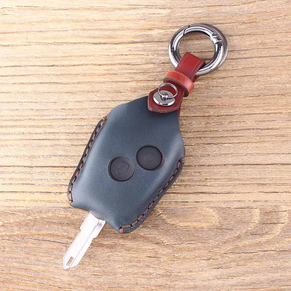 Кожаный чехол для ключей KEYYOU с дистанционным брелоком для автомобиля, 2 кнопки для Renault 206 Kangoo Clio Logan Sandero, чехол для ключей для автомобиля - Название цвета: Color B