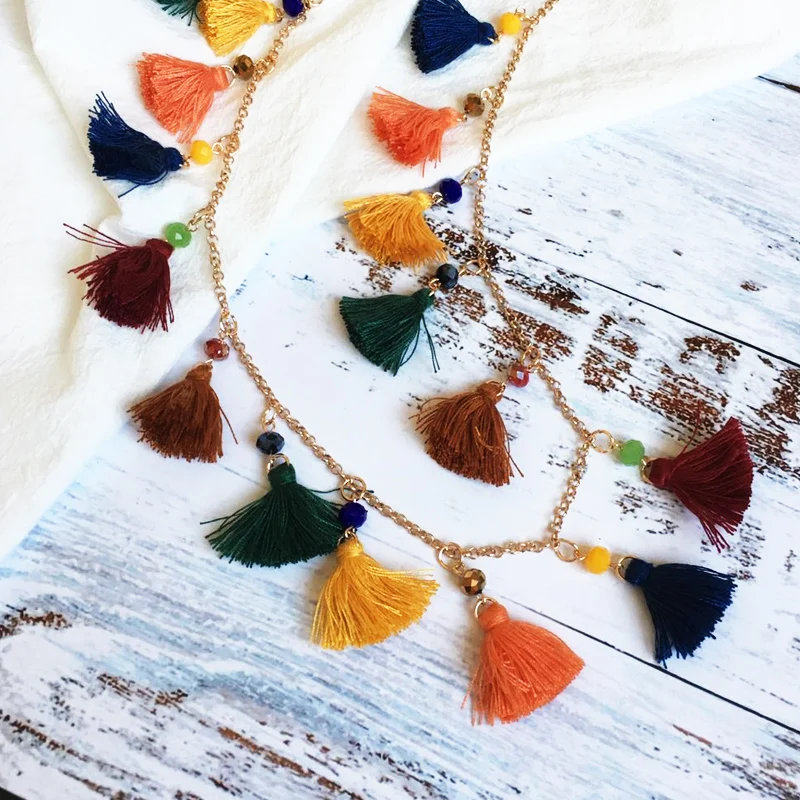Coco &amp Willow Bohemia многоцветный кисточка ручной работы кулон ожерелье для женщин