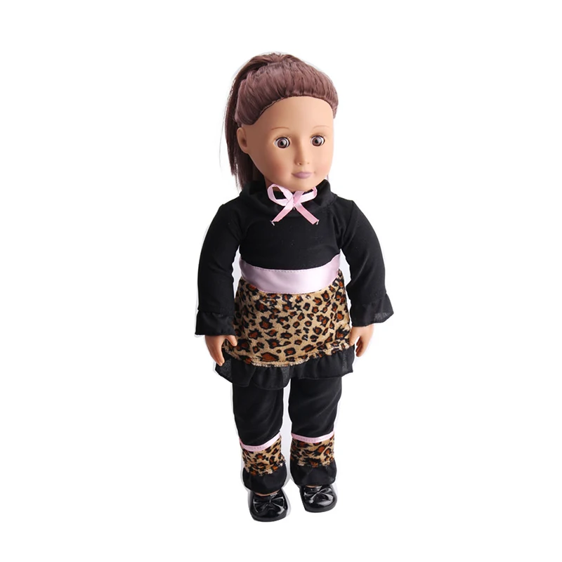 Doll clothes Leopard print set black and white toy accessories 18 inch Girl doll 43 cm baby c97-c114 | Игрушки и хобби