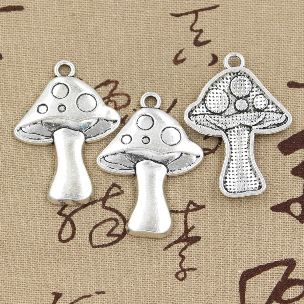 6 шт. Подвески с грибом 40x29 мм античные бронзовые посеребренные Подвески для самостоятельного изготовления тибетских бронзовых серебряных украшений ручной работы