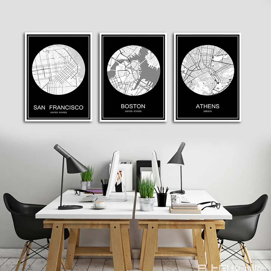 Абстрактный карта городов мира Лунд Швеция печать плаката на Бумага или холст