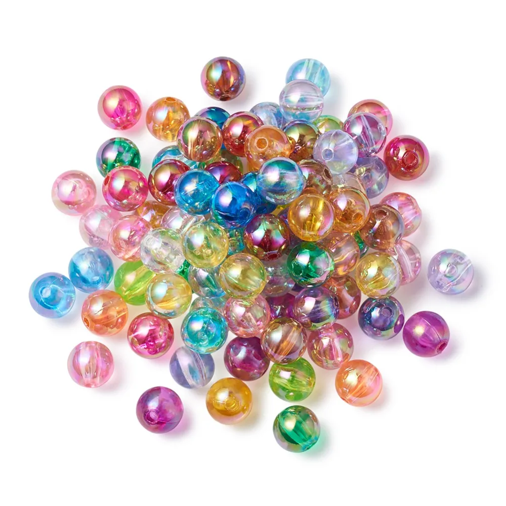 

2000pcs 8mm Acrylic Beads Loose Spacer Beads Transparent Jewelry Making DIY Ball Finding Bead AB Color Mixed Color Hole: 1.5mm