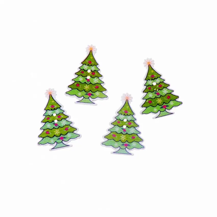 Бесплатная доставка 50 шт разноцветные 2 отверстия рождественские деревянные