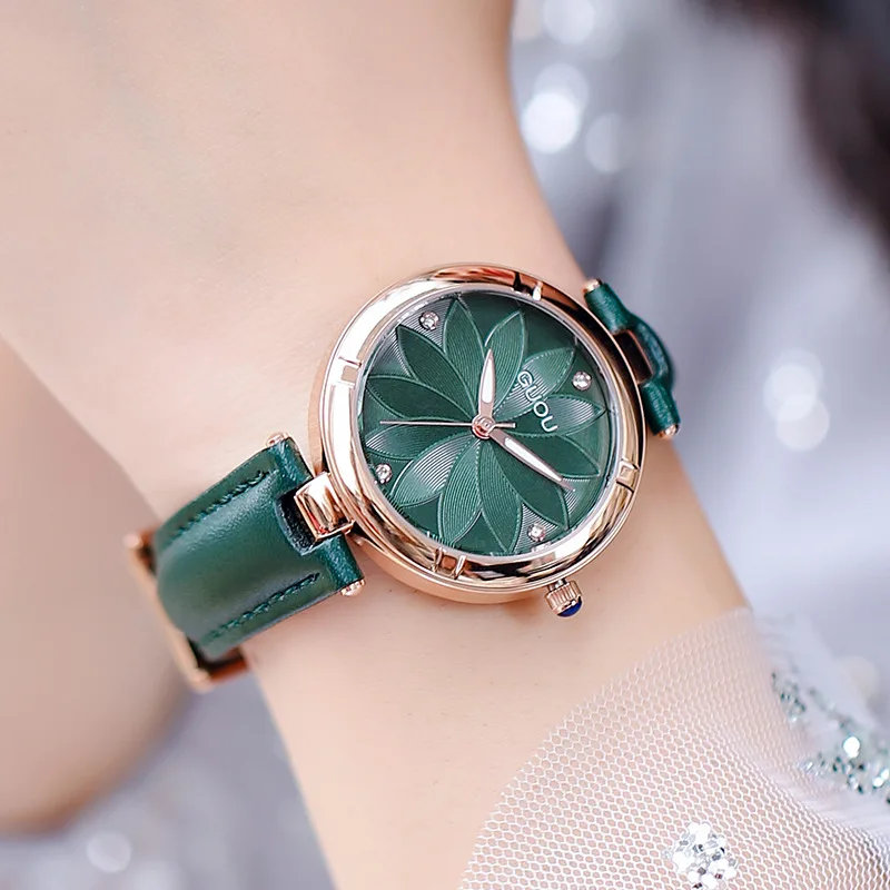Quartz Watches Women's Fashion Watches with diamond flower pattern simple dress female watch