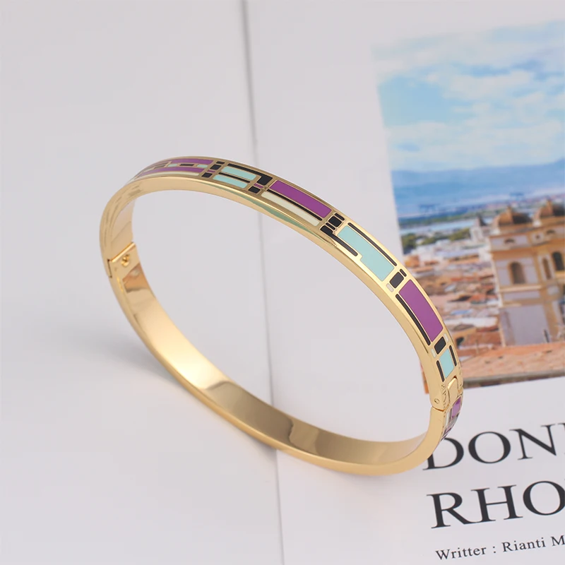 6 мм фиолетовые браслеты для женщин дизайнерский браслет эмалированная Женская