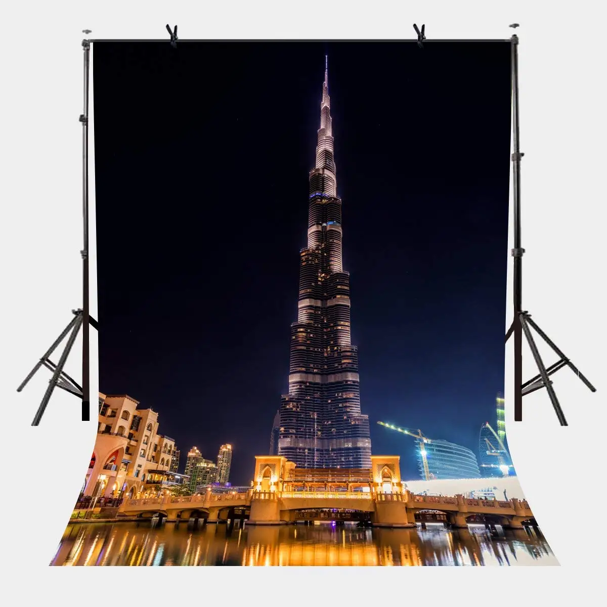 Фото 150x210 см Городской Ночной сцена фон Дубай фотография Фон Бурдж Халифа башня студия