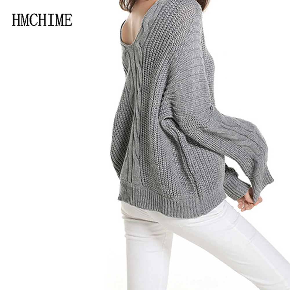Loose Jacquard Women Sweater Double V Neck Pullovers Female Basic Tops Solid Ladies Cable-knit Shirt Classic Sweaters Mujer | Женская
