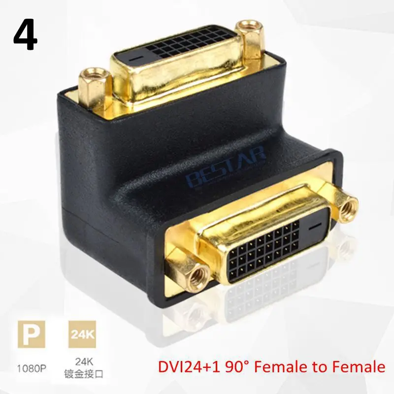Угловой разъем DVI 24 + 5 1 90 270 градусов прямой угол штекер гнездо|Компьютерные