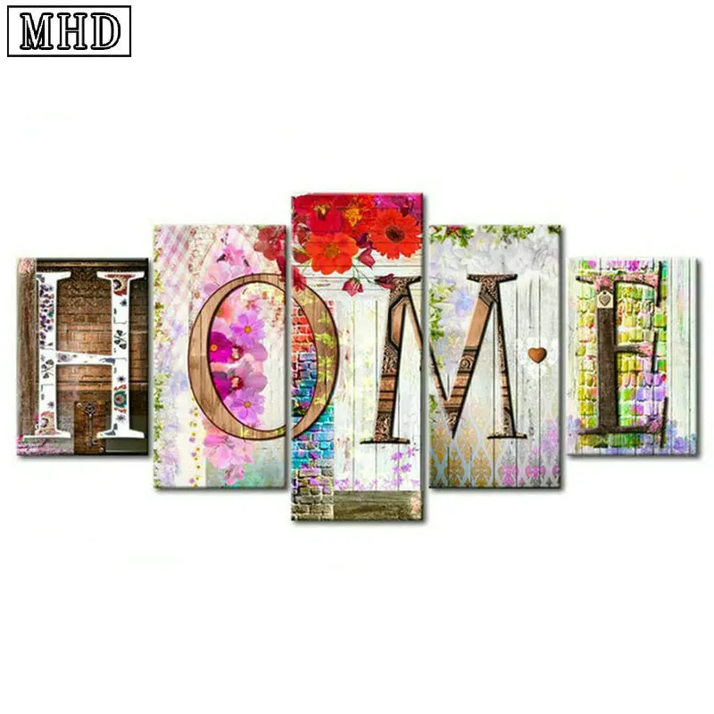 

5 spell painting home sweet home full round diamond painting full square drill diamond embroidery wall sticker 16 style