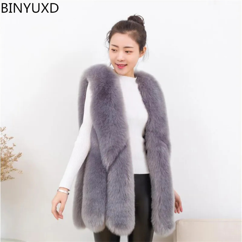 BINYUXD Новое поступление 2018 зимний теплый модный женский жилет из искусственного