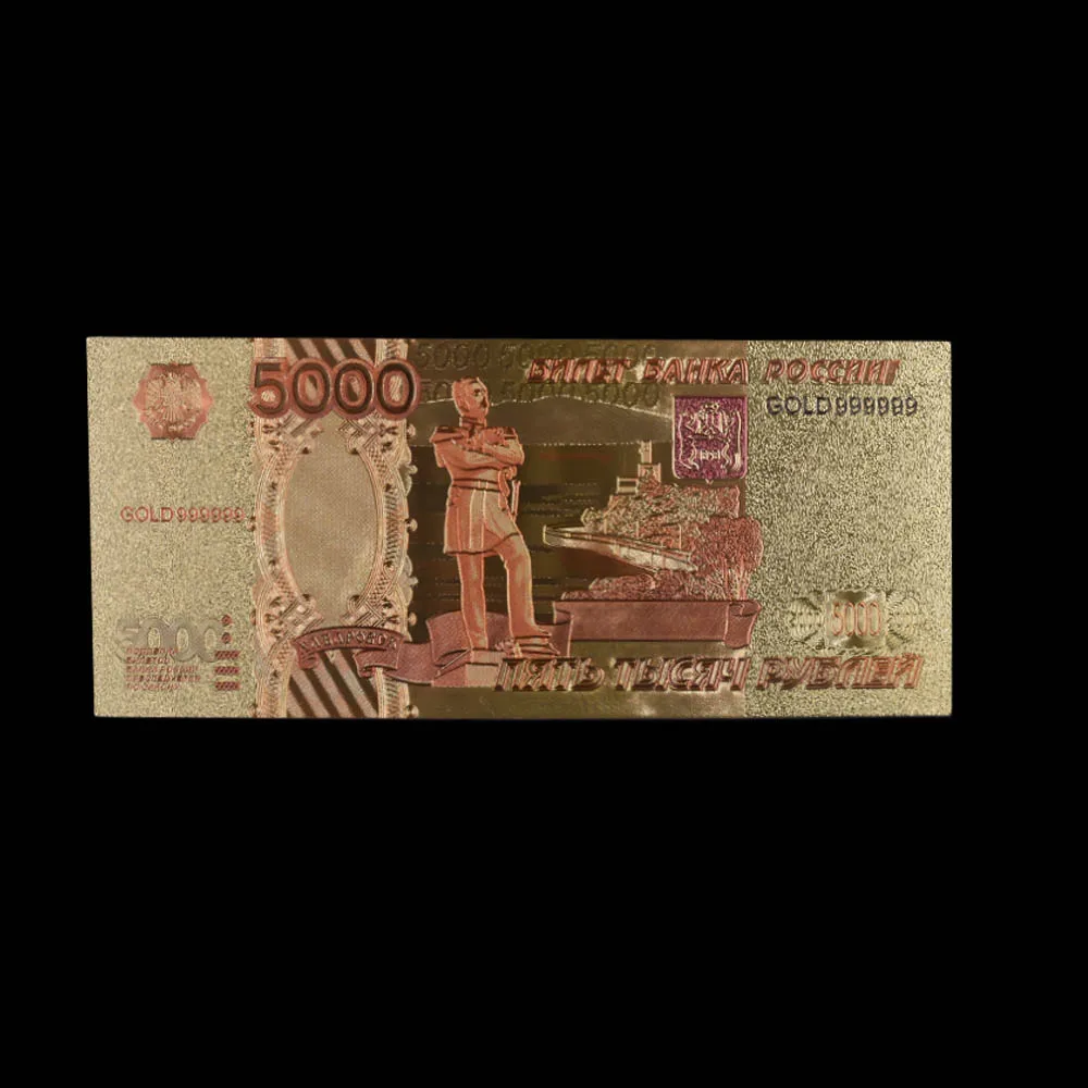 Сувенирная Продукция Россия золотые банкноты покрытием 5000 рубль в центре