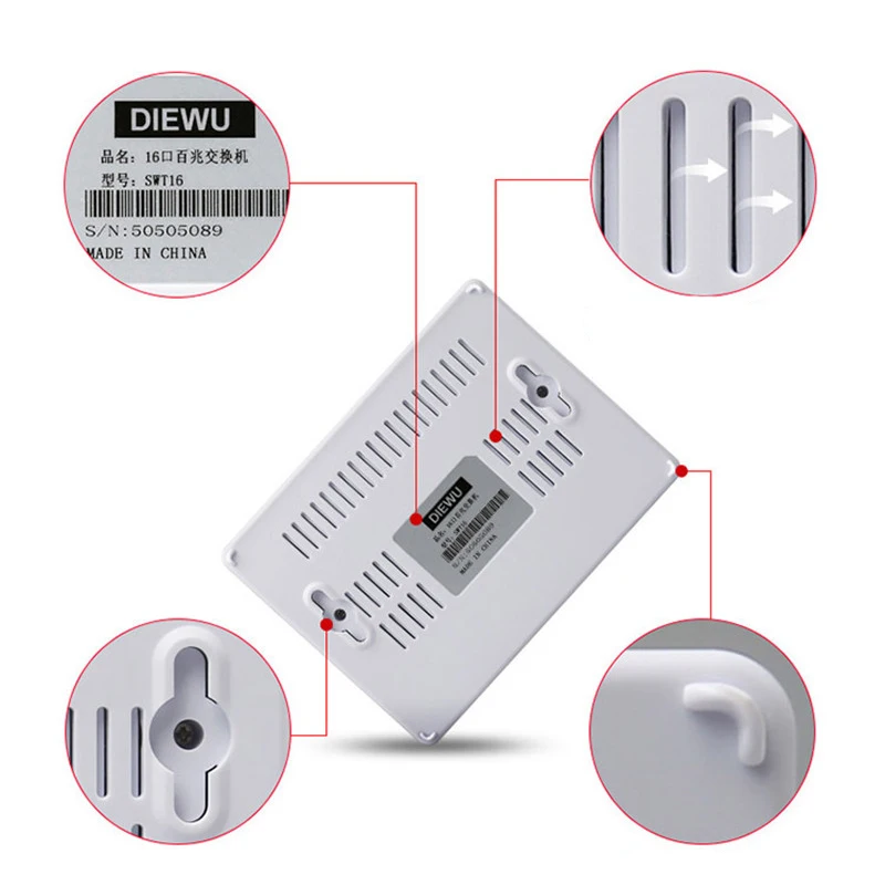Мини 16 Порты 10/100 Мбит/с Fast Ethernet LAN RJ45 VLAN сетевой коммутатор расширение HUB для