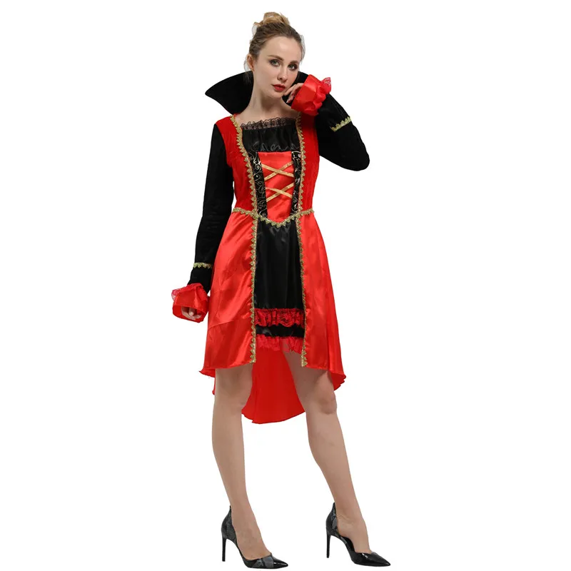 Красный женский костюм вампира для косплея женские костюмы на Хэллоуин королевы