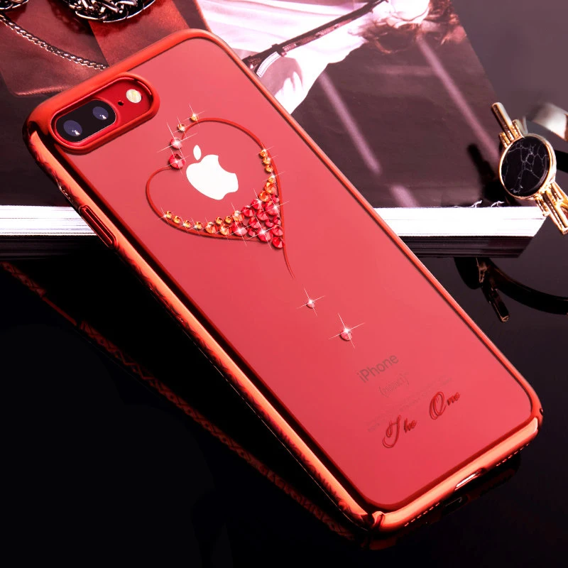 KAVARO Чехол для iPhone 7 8 с россыпью роскошных кристаллов из алмазов на позолоченной ПК задней крышке