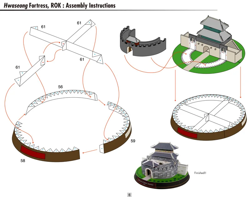 Hwaseong Fortress, ROK Craft бумажная модель архитектура 3D DIY образовательные игрушки ручной работы для взрослых игра-головоломка