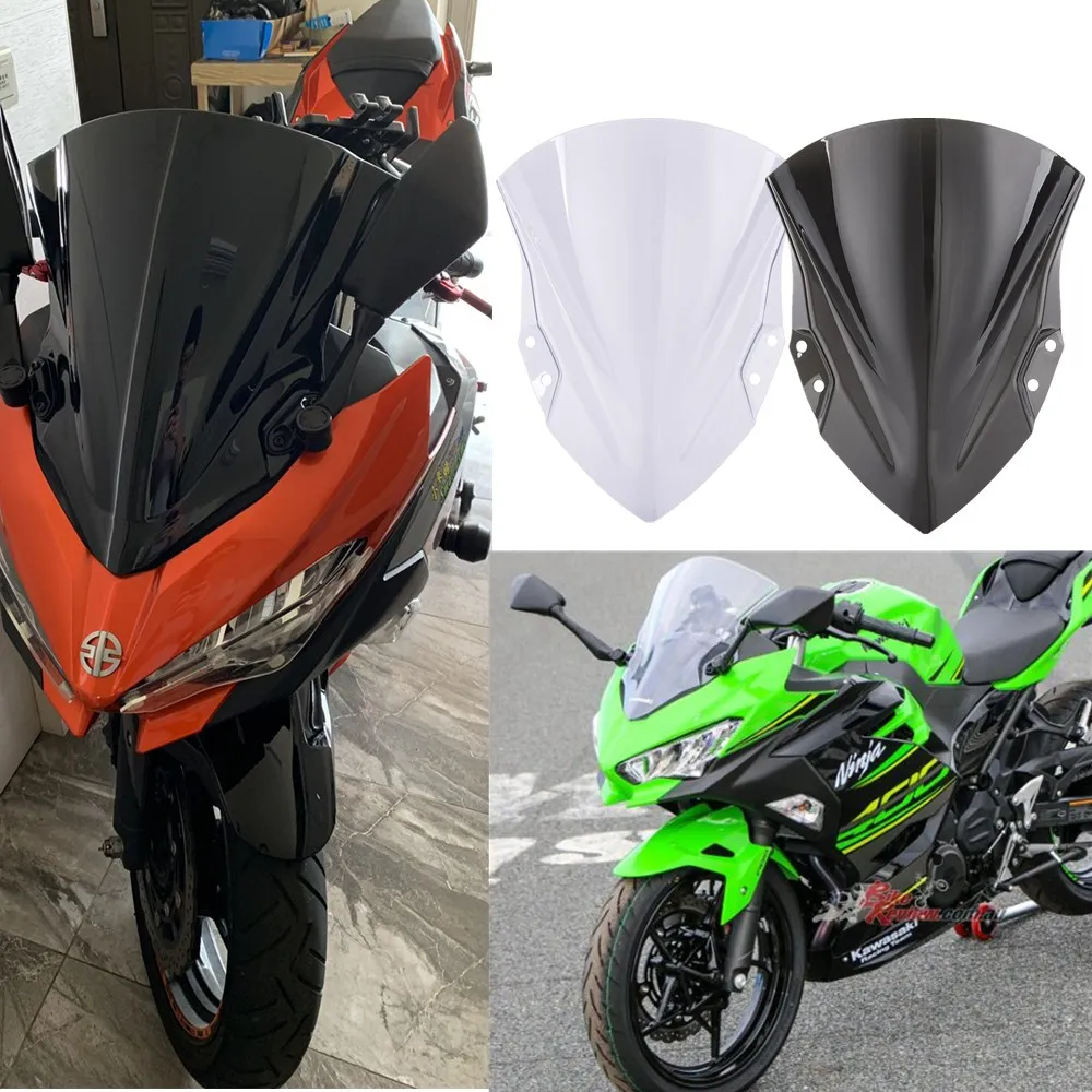 Ninja400 Ninja250 Motorcycle Windshield Windscreen Double Bubble Wind Deflector For Kawasaki Ninja 250 Ninja 400 Black