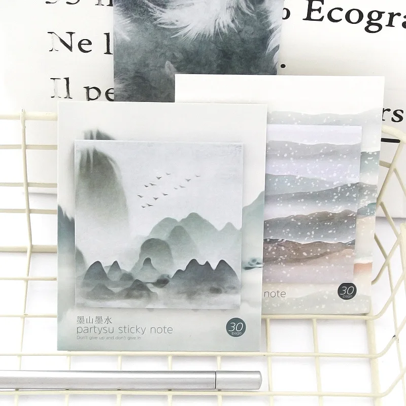 Natural Flamingos Plants Landscape Memo Pad Creative Leaf Sakura Marble Color N Times Sticky Note Paper Office School Stationery |