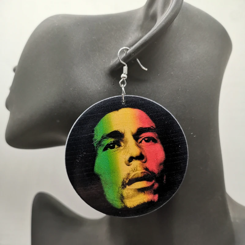 Деревянные серьги Bob Marley Marly|Серьги-подвески| |