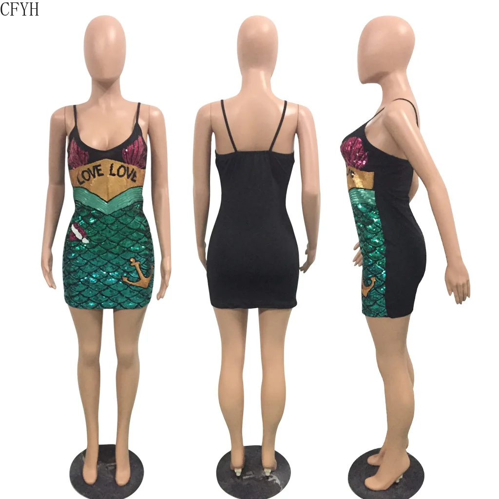 

Women Sequin Dress Strap V Neck Elegant Party Dress Slim Bodycon Bandage Dress