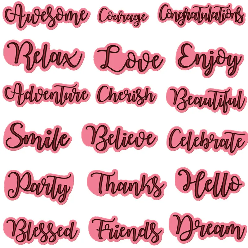 

Phrase Smile Love Enjoy Metal Cutting Dies Stencils For DIY Scrapbooking Letter Decoration Embossing Card Craft Die Cut 2019