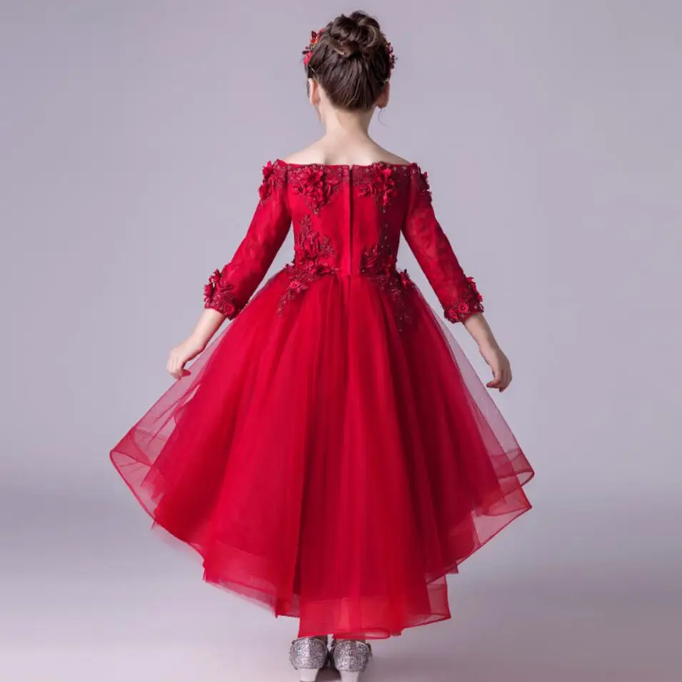 Glizt Red Tulle Strapless Flower Girl Dress for Wedding Party Pageant Princess Floral Baby Baptism Gown First Communion Dresses | Детская