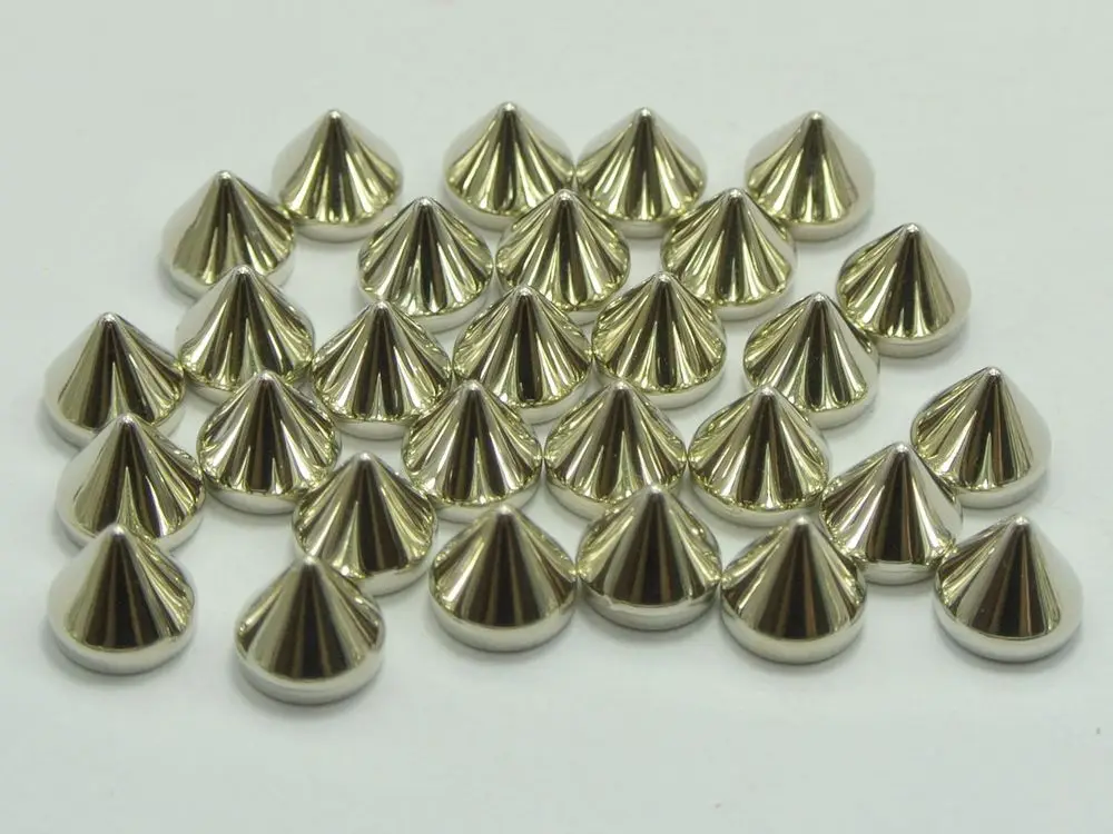 200 Серебряный Тон металлик рок панк шип Заклепки Акриловые конусы бусы шпильки 8x8