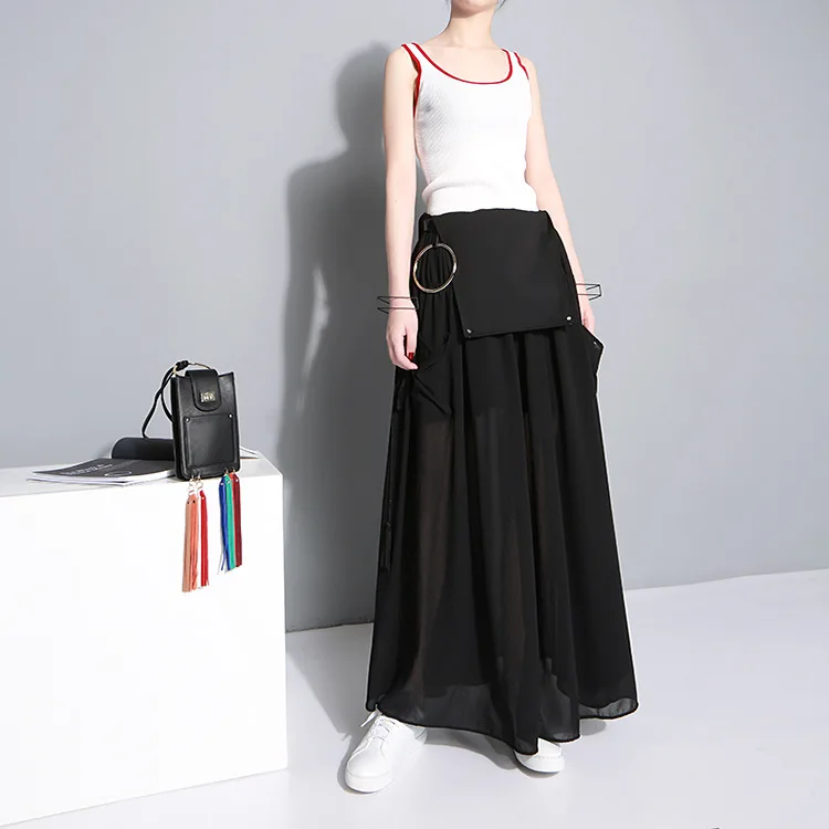 Новинка 2018 г. летнее женское длинное черное платье без рукавов с регулируемыми