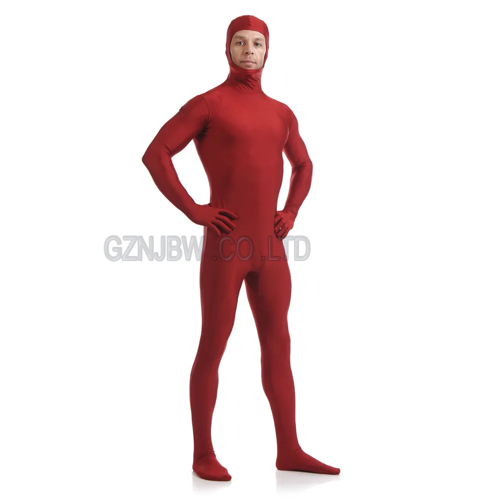Взрослые мужские костюмы для косплея Zentai из спандекса без лица с глубоко-Красной