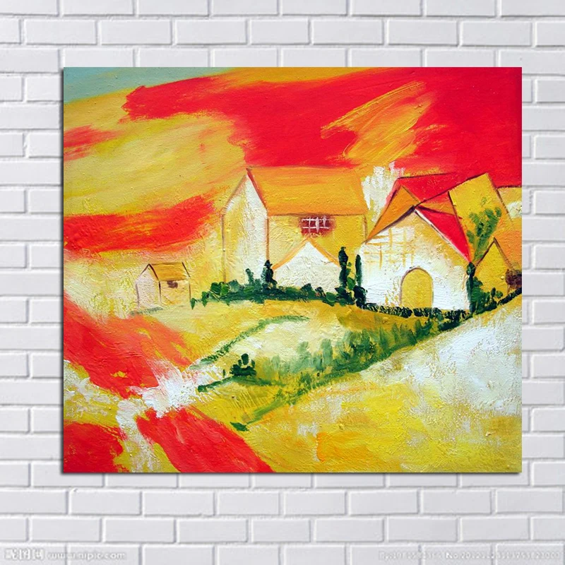 

Handpainted Free Shipping Pictures Lovely House Art on Canvas Modern Beautiful Wall StickersDecorative Oil Paintings