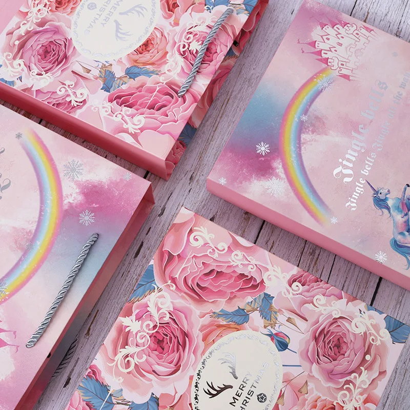 Kawaii Dreamy Unicorn Box Tote Bag Nougat Biscuits Candy Gift Christmas Decoration Set Party Packaging Clothes | Дом и сад
