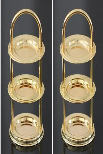 1pair gold plated 2 шт./пара 3 слоя золото/серебро мини лотки маленький торт подставка для кексов лоток Круглый Декоративный лоток для свадебного украшения DGP102 - Цвет: 1pair gold plated
