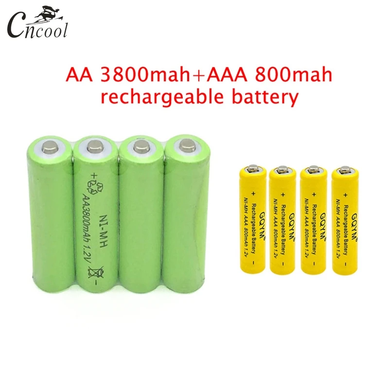 4 шт AA 3800mAh Ni MH аккумуляторные батареи + AAA 800mAh батареи|Перезаряжаемые батареи| |