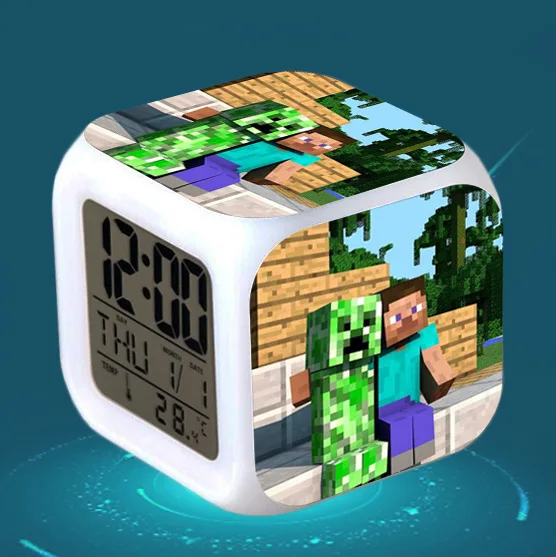 10 Cartoon Children Alarm Clock wake up light Digital Alarm Clock Kids Toys LED Clock Color Changing table reveil wekker - Цвет: 10