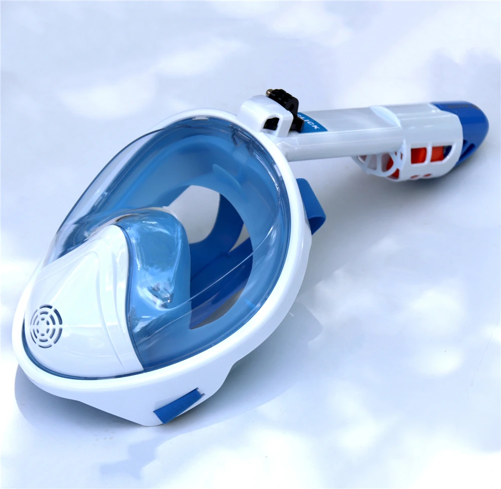 Flat-Blue Маска для подводного плавания с полным лицом панорамный вид анти-туман Анти-утечка плавание трубка Подводное плавание маска GoPro Совместимость - Цвет: Flat-Blue