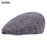 siloqin autumn winter middle aged elderly mens cotton berets trend wild keep warm breathable solid color tongue cap dads hat