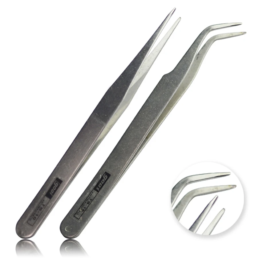 2pcs/set GOOI TS-15 Anti-Static Nail Rhinestones Tweezers Stainless Steel Gel Nails Tools Tweezerman Eyelash Extension | Красота и