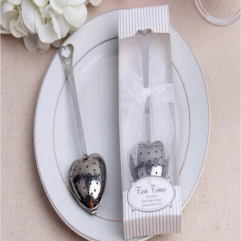 Оптовая продажа 100 шт нержавеющей стали в форме сердца Чай Infuser фильтр ложка