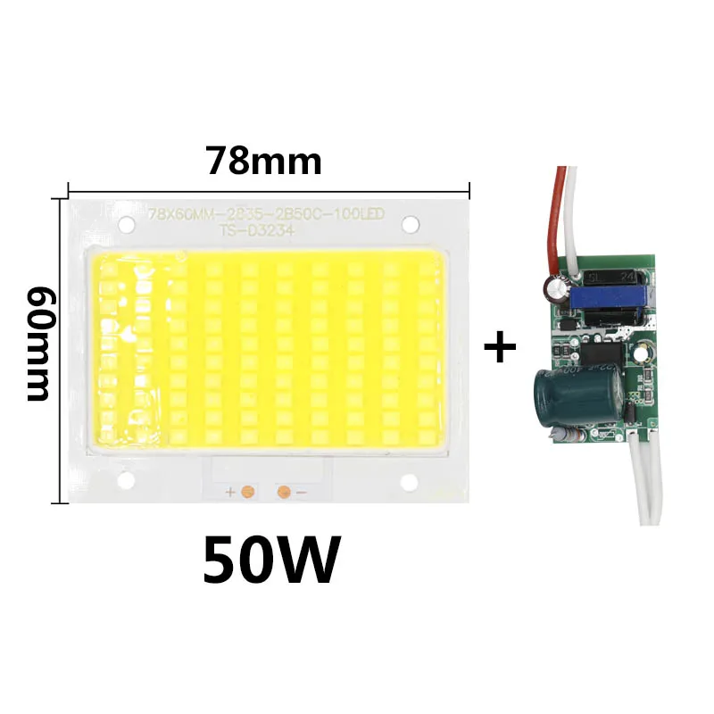 50W LED with driver Светодиодный чип 50 Вт 100 Вт 150 Вт 200 Вт с драйвером 90-260 в высокомощный диодный светильник SMD2835 напольный прожектор светильник s холодный белый - Испускаемый цвет: 50W LED with driver