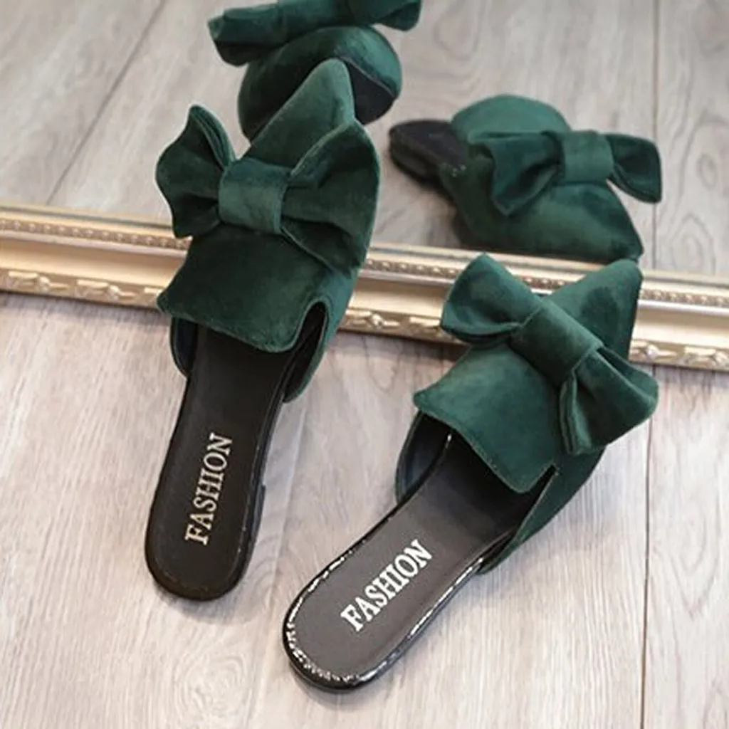Женские туфли без задника YOUYEDIAN на низком каблуке с большим бантом zapato tacon ancho