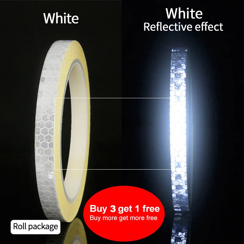 Белый Cycling Accessories Bicycle Reflective Stickers 1CM*800CM MTB Bike Motorcycle Fluorescent Decal Tape Safety Warning CoolChange - Цвет: Белый
