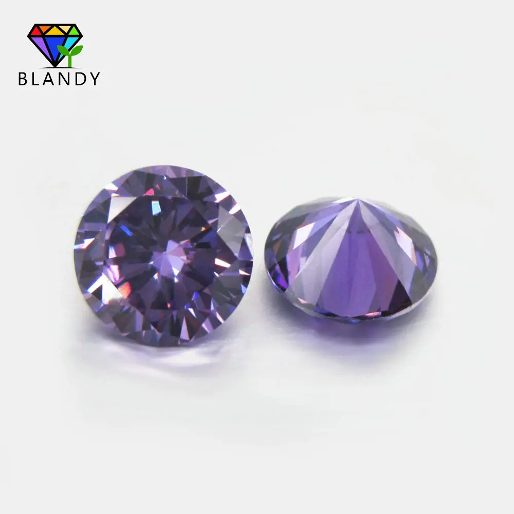 

High Quality 3.0~16mm Purple CZ Stone Round Brilliant Cut Loose Violet Color Cubic Zirconia Stone Synthetic Gems For Sale
