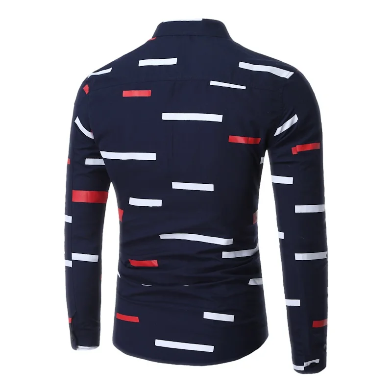 

2018 Spring Autumn New arrival Men's long-sleeved shirt Mens single breasted fashion LIine printing Casual shirts mens clothing