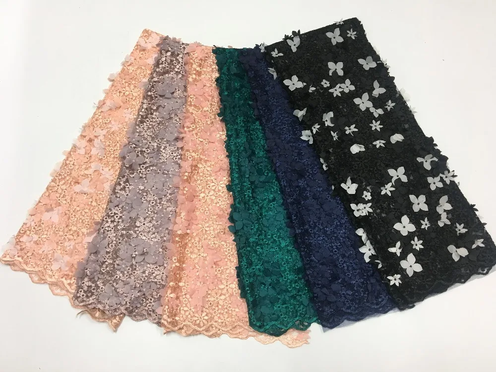 

free shipping 3D flower fabric/2-tone 3D flower fabric/pure color 3D flower 5yards/lot for bridal dress/little girl garment