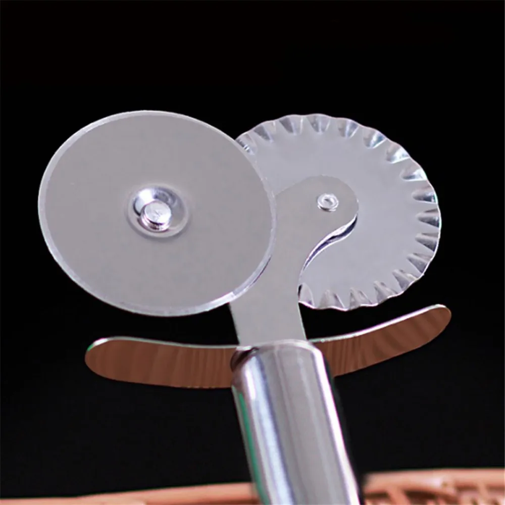 1 pc Stainless Steel Double Roll Pizza Cutter Round Shape Wheels Cutters Cake Bread Knife Tools Kitchen | Дом и сад