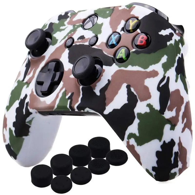White Водопроводный Камуфляжный силиконовый чехол для microsoft Xbox One X и Xbox One S контроллер x 1 с PRO thum - Цвет: White