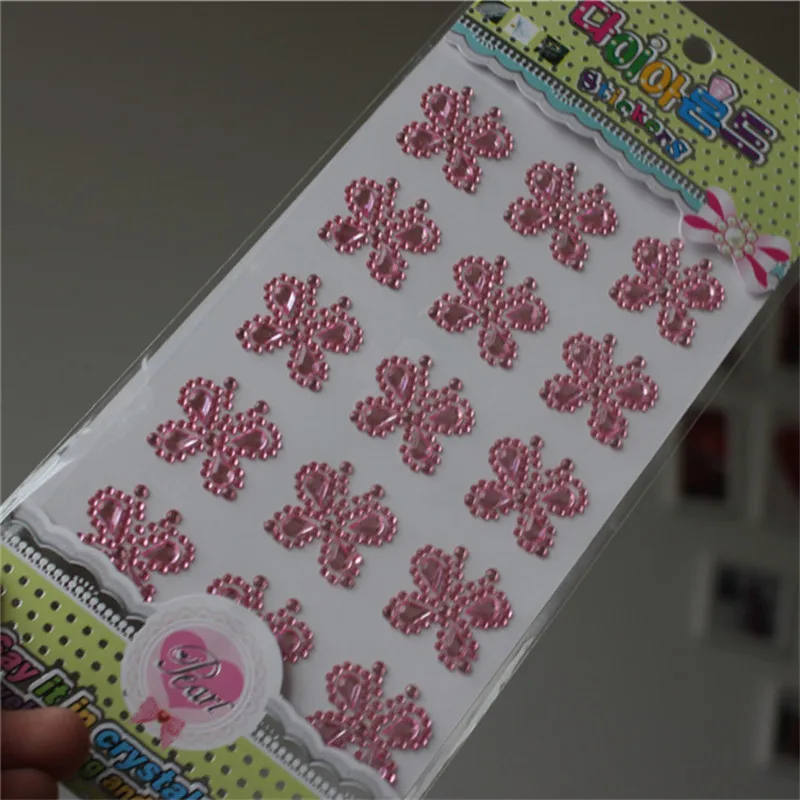 Акриловые Кристальные Розовые наклейки бабочки детские игрушки со стразами клей