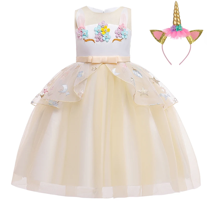 Детское платье с единорогом принцессы со звездами праздничное