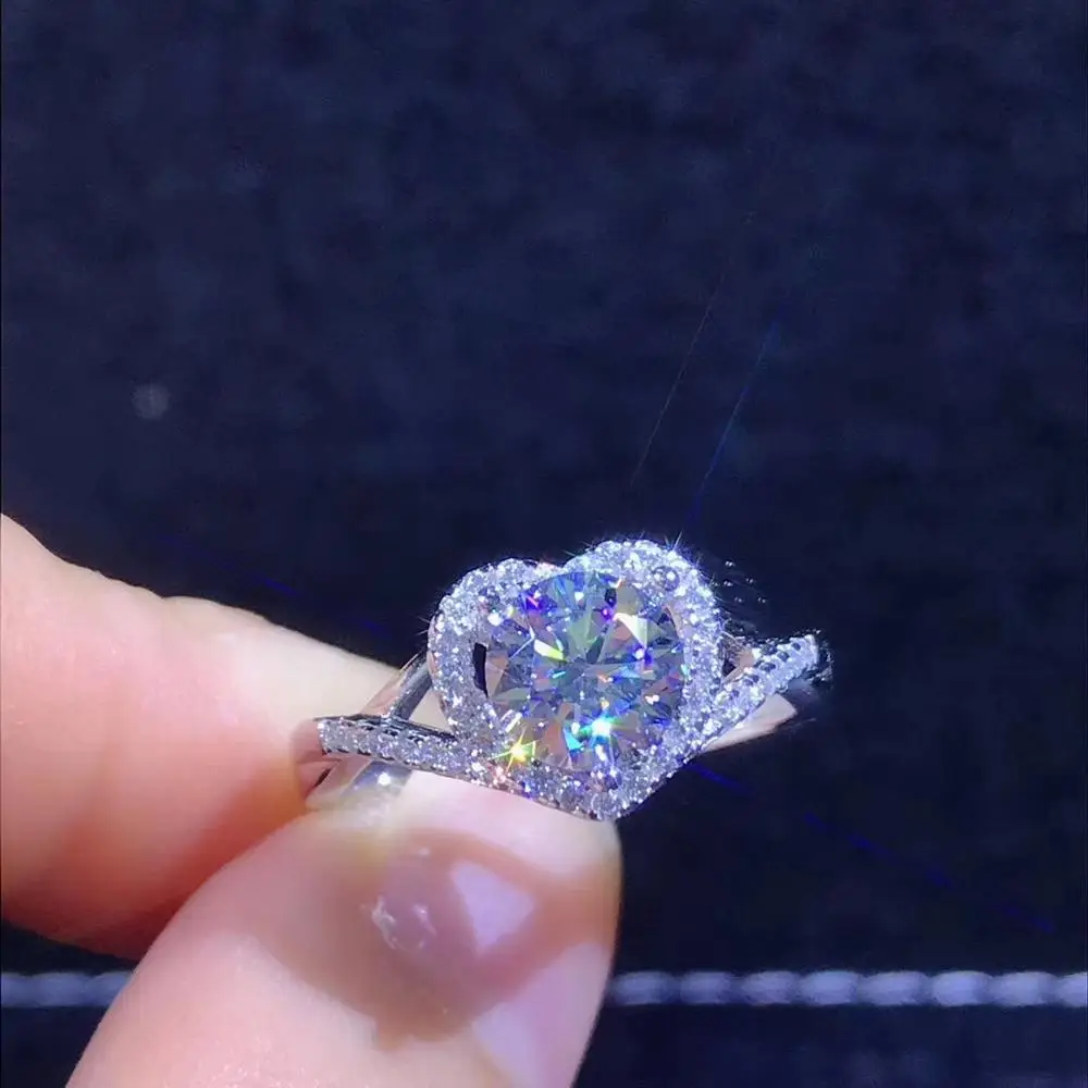 Женское кольцо из серебра с муассанитом 1ct D VVS|Кольца| |