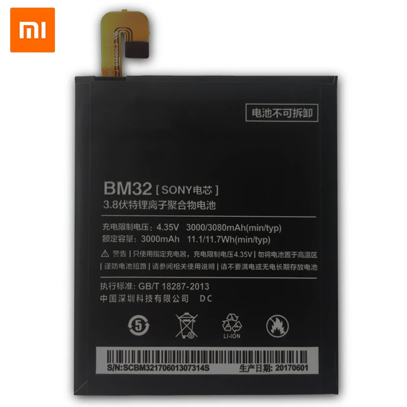 Xiao mi сменный аккумулятор BM32 для Xiaomi mi 4 M4 mi 4 новые аутентичные Аккумуляторы для мобильных телефонов 3080 мАч+ Инструменты