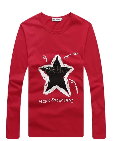 Мужчины в полный рукав рубашка корейский выращивания футболки 100% хлопок под |